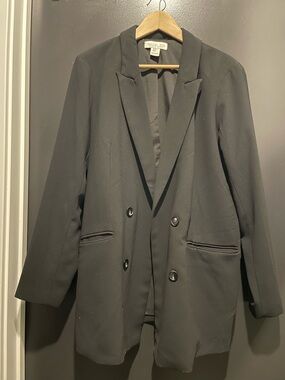 Rachel Zoe Black Double-Breasted Trench Blazer